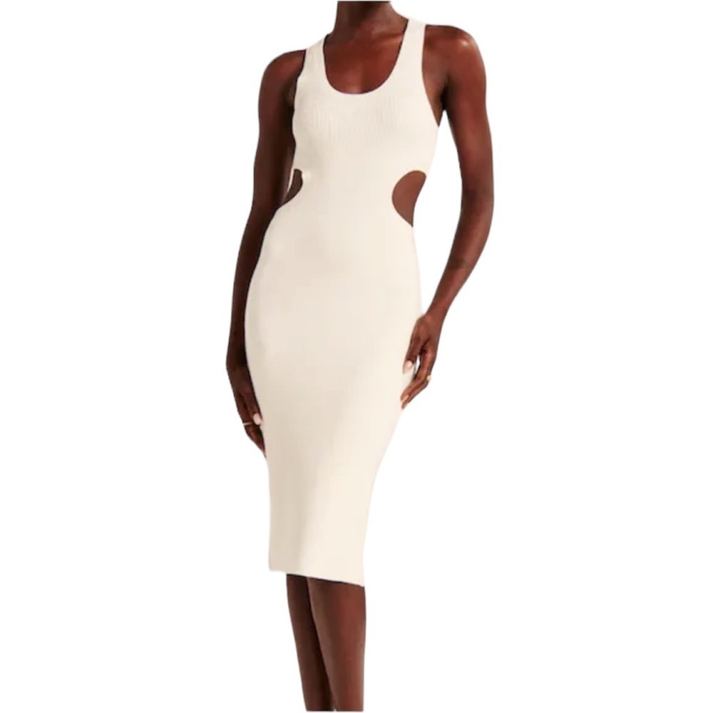 ABERCROMBIE & FITCH Elevated Ribbed Side Cut-Out Bodycon Dress